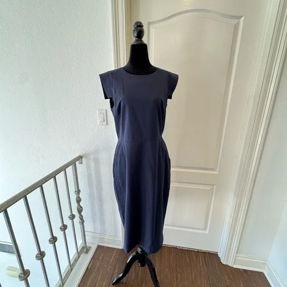 NWT J. Crew Sz 12T Resume Dress Classic Navy Midi Dress - Picture 2 of 5